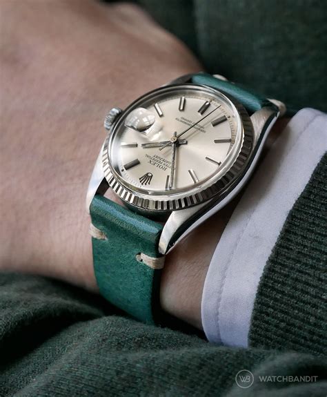 rolex green leather strap|rolex original leather strap.